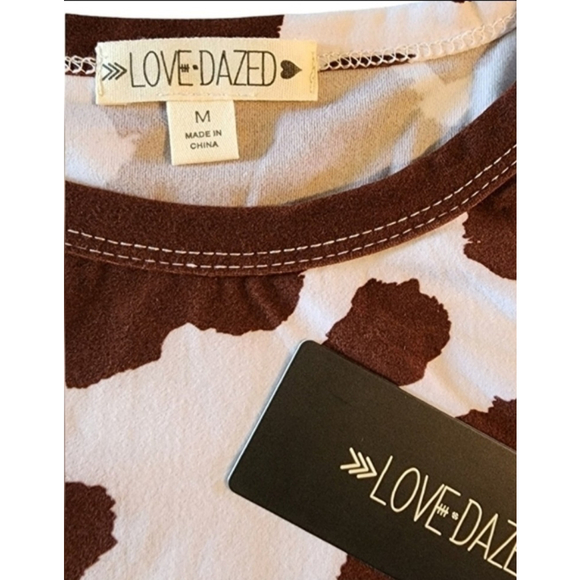 Love Dazed Brown Cow Print Side Keyhole Crop Top Women's Juniors M NWT - Picture 11 of 14
